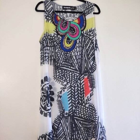 Desigual x Christian Lacroix Natalia Colorful Beaded Sleeveless Mini Dress EU 42 - Picture 5 of 9